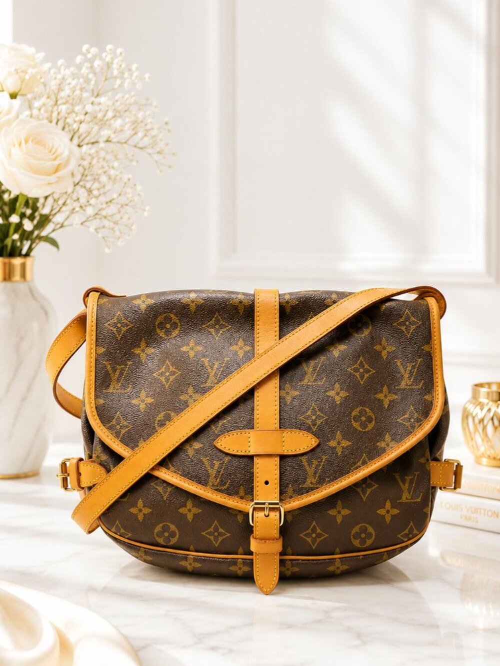 Authentic Louis Vuitton Saumur 30 Monogram Canvas Crossbody Bag